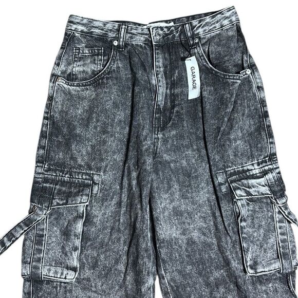 Garage denim women’s 3 cargo jogger jeans in washed black new high waist - Picture 4 of 5